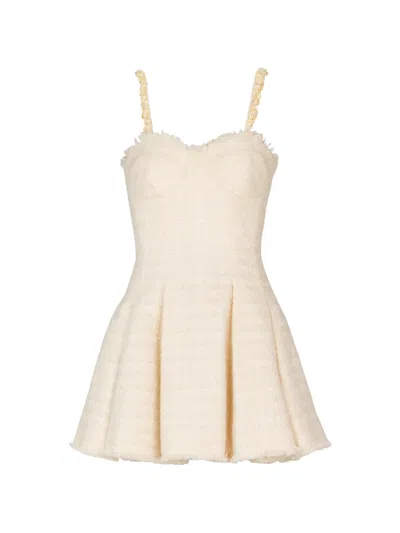Balmain Sweetheart-neck Mini Dress In Neutral