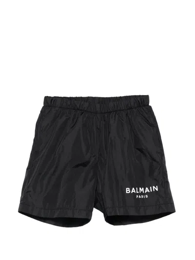 Balmain Swim Shorts With Mesh Lining And Logo In Black