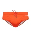 Balmain Logo Print Swim Briefs In Orange