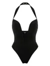 Balmain Plunging Halterneck Swimsuit In Black