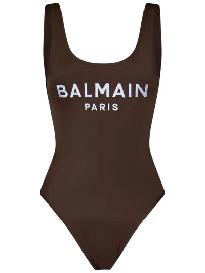 Balmain Swimsuit In Brown