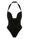 Balmain Plunging Halterneck Swimsuit In Black