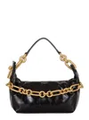 Balmain 'sync' Black Medium Shoulder Bag With Chain-link And Logo Plaque In Leather Woman