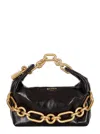Balmain 'sync' Black Mini Handbag With Chain-link And Logo Plaque In Leather Woman