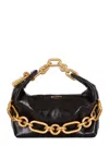 Balmain 'sync' Black Mini Handbag With Chain-link And Logo Plaque In Leather Woman