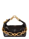 Balmain Sync Black Mini Handbag With Chain-link And Logo Plaque In Leather Woman