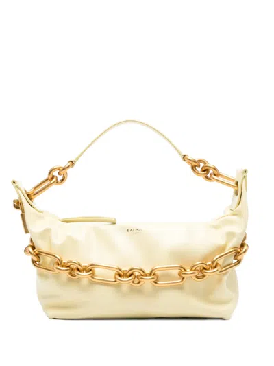 Balmain Sync Chain-detail Leather Tote In Yellow