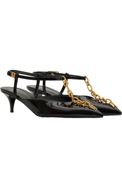 Balmain Sync Chain Kitten Slingbacks In Black