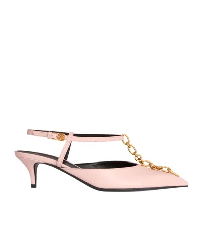 BALMAIN SYNC CHAIN KITTEN SLINGBACKS IN LEATHER