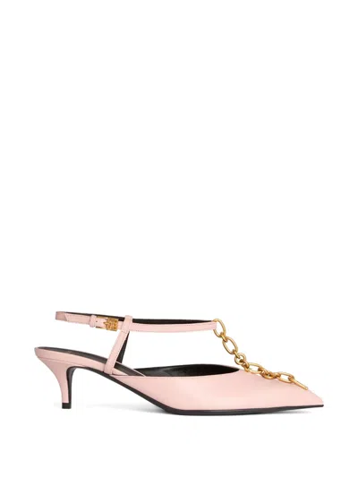 BALMAIN SYNC CHAIN KITTEN SLINGBACKS IN LEATHER