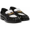 Balmain Sync Glazed Leather Loafers In Black