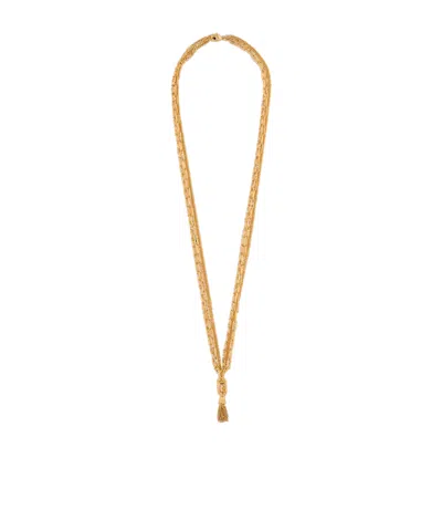 Balmain Sync Golden Brass Long Necklace In Brown