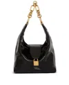 Balmain Sync Hobo Bag In Calfskin Leather In Black
