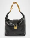 Balmain Sync Hobo Bag In Calfskin Leather