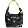 Balmain Sync Leather Hobo Bag In Black