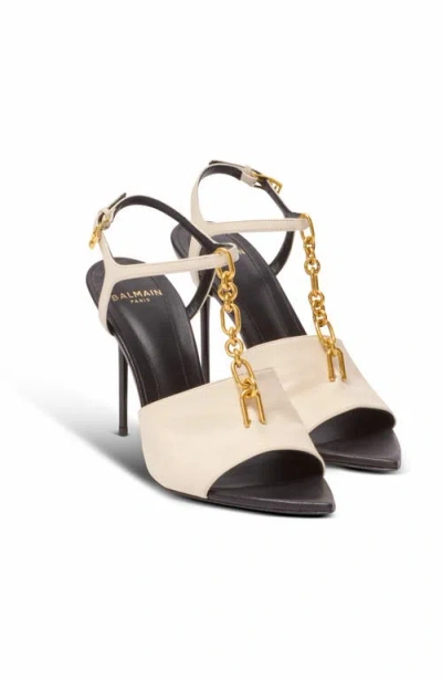 Balmain Sync Leather Sandals With Heel