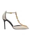 Balmain Sync Leather Stilettos With Pointed Toe In Gray