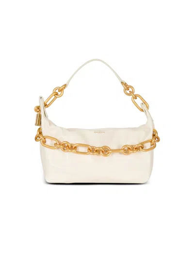 Balmain Sync Medium Bag In Calfskin Leather In White