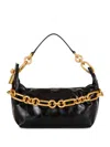 Balmain Medium Leather Shoulder Bag With Chain Strap In Black