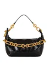Balmain Sync Medium Shoulder Bag In Black Leather In Black