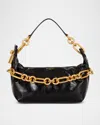 Balmain Medium Leather Shoulder Bag With Chain Strap In Black