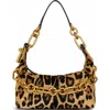 Balmain Sync Medium Leopard Print Leather Bag In Brown