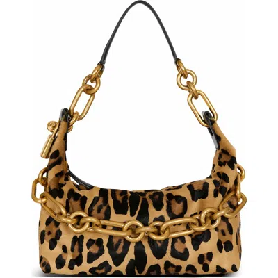 Balmain Sync Medium Leopard Print Leather Bag In Brown