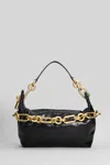 Balmain Medium Leather Shoulder Bag With Chain Strap In Black
