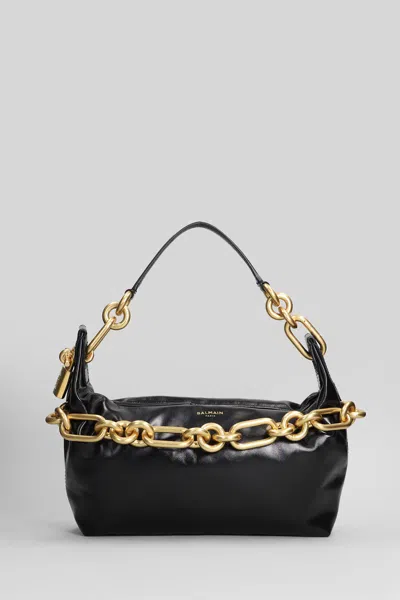 Balmain Sync Medium Shoulder Bag In Black Leather