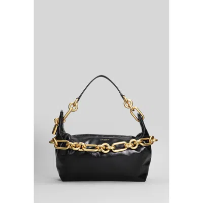 BALMAIN BALMAIN SYNC MEDIUM SHOULDER BAG IN BLACK LEATHER