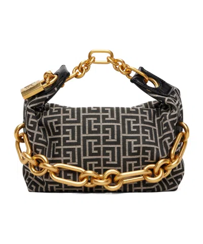 Balmain Sync Mini Chain Handbag In Black