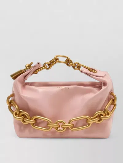 Balmain Sync Mini Leather Chain Top Handle Bag In Pink