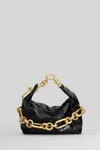 Balmain Sync Mini Shoulder Bag In Black Leather In Black