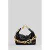 Balmain Sync Black Mini Handbag With Chain-link And Logo Plaque In Leather Woman In Black