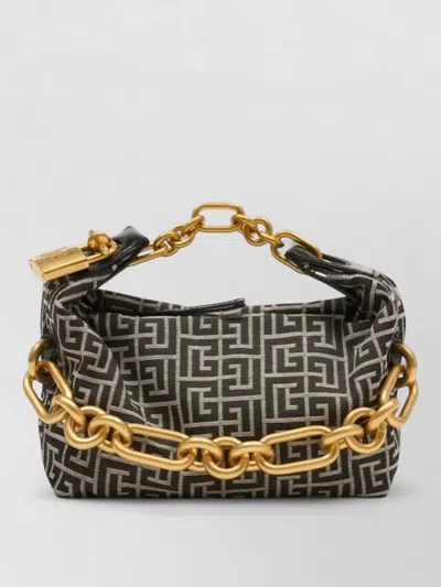Balmain Sync Mini Tote Monogram Jacquard Chain Handle