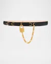 Balmain Sync Leather Belt With Chain In Black