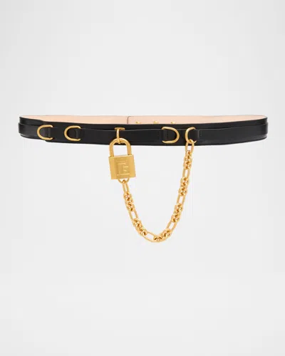 BALMAIN SYNC NARROW LEATHER BELT