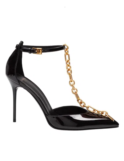 Balmain Sync Patent Leather Pump In Black