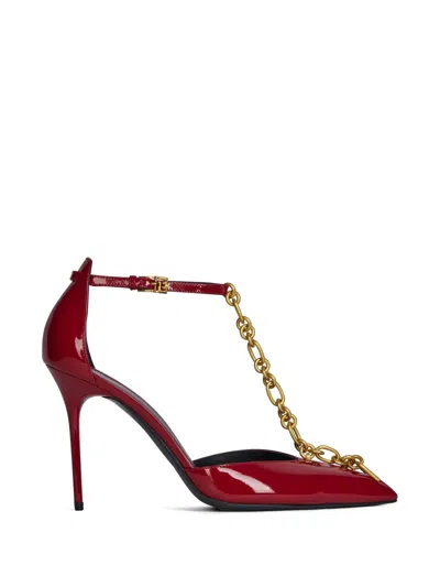 Balmain Sync Patent Leather Stilettos With Pointed Toe In Red
