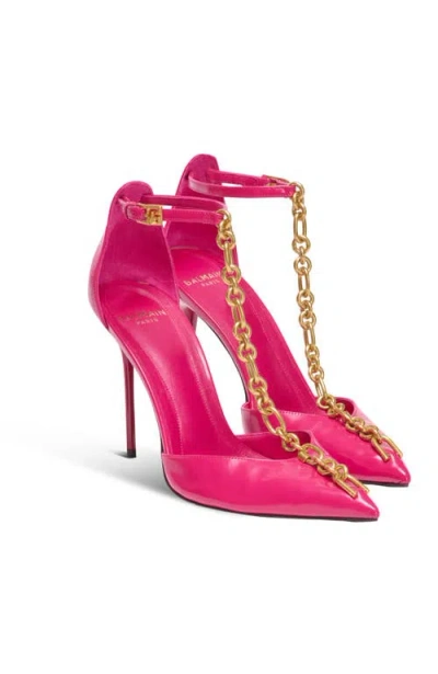 Balmain Sync Patent Leather Stilettos In Pink
