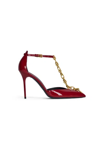 Balmain Sync Patent Leather Stilettos In Red