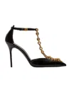 Balmain Sync Patent Leather Chain T-strap Pumps