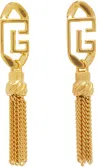 Balmain Sync Pb Pendant Brass Earrings In Gold