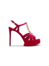 Balmain Sync Platform Sandals In Patent Lambskin In Pink