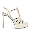 Balmain Sync Platform Sandals In Smooth Leather In White
