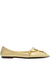 Balmain Sync Pointed-toe Ballet Flats In Yellow
