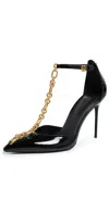 Balmain Sync Patent Leather Chain T-strap Pumps In Black