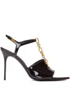 Balmain Sync Patent Leather Chain T-strap Stiletto Sandals In Multi
