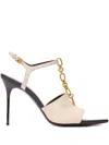 Balmain Sync Patent Leather Ankle-strap Sandals In Neutral