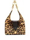 Balmain Leather Leopard Sync Shoulder Bag